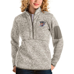Oklahoma City Thunder Antigua Women's Fortune Quarter-Zip Pullover Jacket Natural