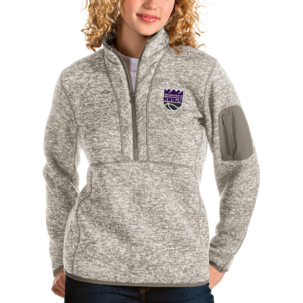 Sacramento Kings Antigua Women's Fortune Quarter-Zip Pullover Jacket Natural