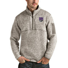 Sacramento Kings Antigua Fortune Quarter-Zip Pullover Jacket Natural