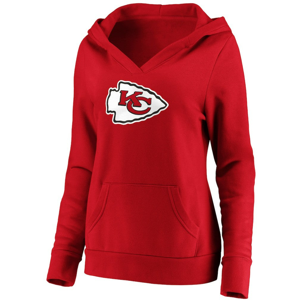Fanatics Kansas City Chiefs Women's Primary Team Logo V-Neck Pullover Hoodie Red
