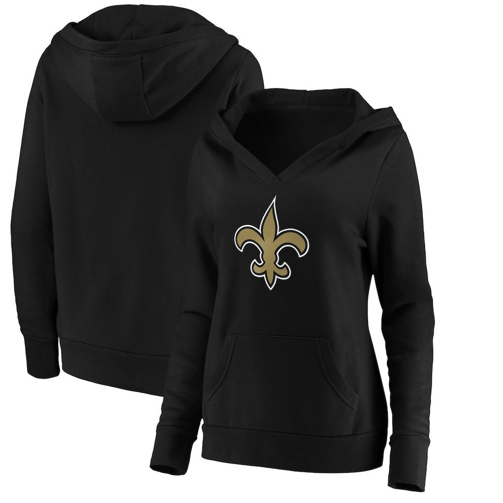 Fanatics New Orleans Saints Women's Primary Team Logo V-Neck Pullover Hoodie Black