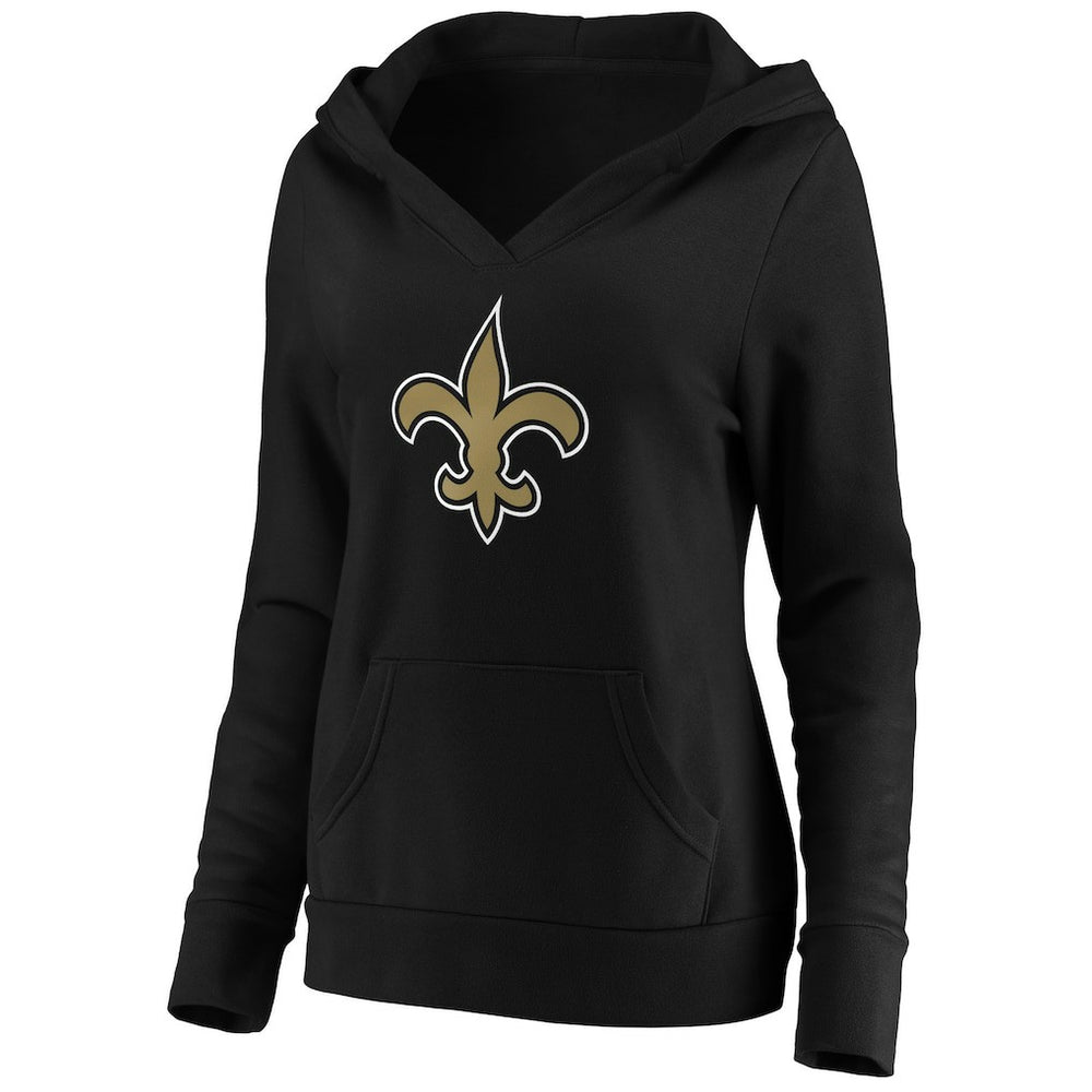 Fanatics New Orleans Saints Women's Primary Team Logo V-Neck Pullover Hoodie Black