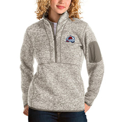 Colorado Avalanche Antigua Women's Fortune Half-Zip Sweatshirt - Oatmeal - NHL 3719026