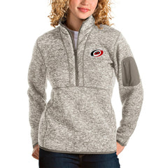 Carolina Hurricanes Antigua Women's Fortune Half-Zip Sweatshirt - Oatmeal - NHL 3719031