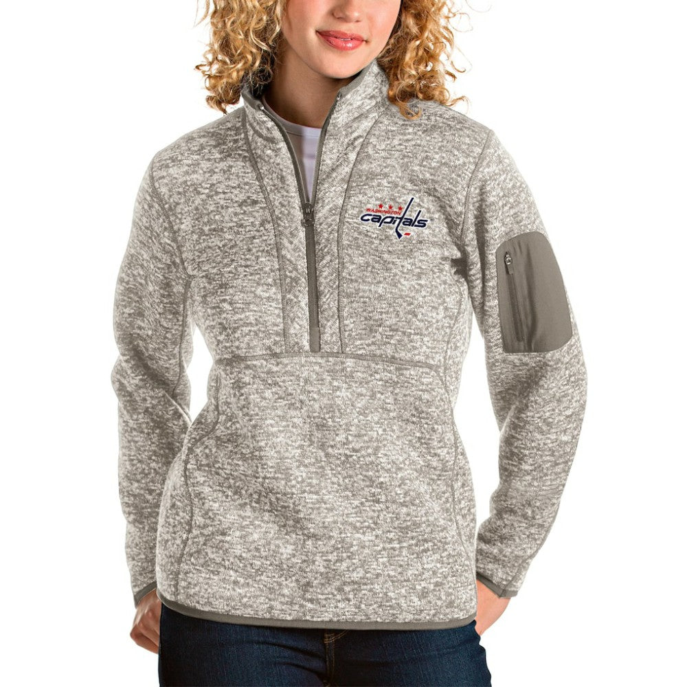 Washington Capitals Antigua Women's Fortune Half-Zip Sweatshirt - Oatmeal - NHL 3719033