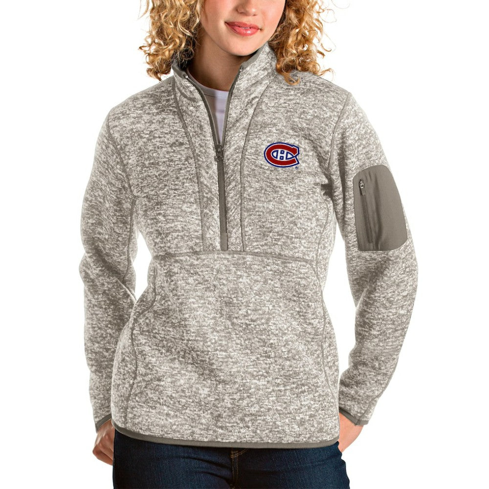 Montreal Canadiens Antigua Women's Fortune Half-Zip Sweatshirt - Oatmeal - NHL 3719034