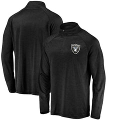 Fanatics Las Vegas Raiders Striated Primary Logo Raglan Quarter-Zip Pullover Jacket Black