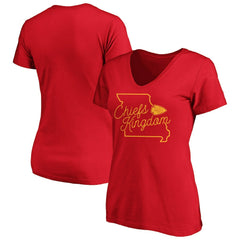 Fanatics Kansas City Chiefs Women's Iconic Script State V-Neck T-Shirt Red