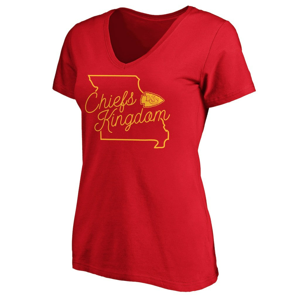 Fanatics Kansas City Chiefs Women's Iconic Script State V-Neck T-Shirt Red