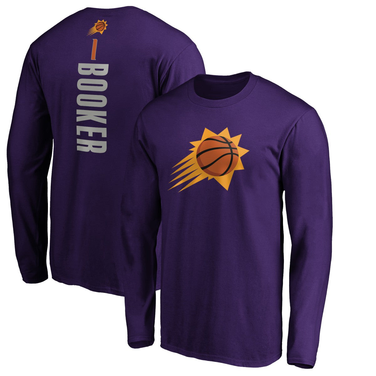 Devin Booker Phoenix Suns Playmaker Name & Number Long Sleeve T-Shirt Purple