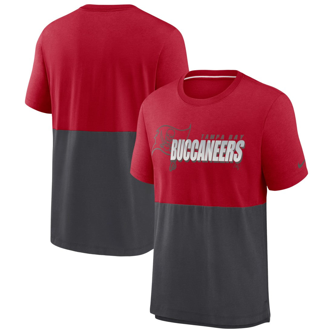 Nike Tampa Bay Buccaneers Fan Gear Colorblock Tri-Blend T-Shirt Red/Pewter