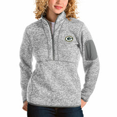 Green Bay Packers Antigua Women's Fortune Half-Zip Pullover Jacket Gray