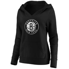 Brooklyn Nets Women's Primary Logo V-Neck Pullover Hoodie Black | Fanatics for sale