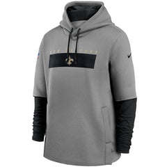 Nike New Orleans Saints Sideline Playbook Performance Pullover Hoodie Heathered Gray/Black