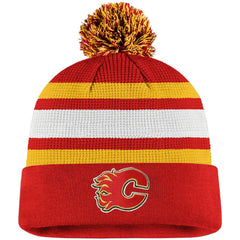 Calgary Flames Fanatics Authentic Pro Cuffed Pom Knit Hat - Red/Yellow - NHL 3738180