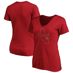 Fanatics San Francisco 49ers Women's Iconic Script State V-Neck T-Shirt Scarlet