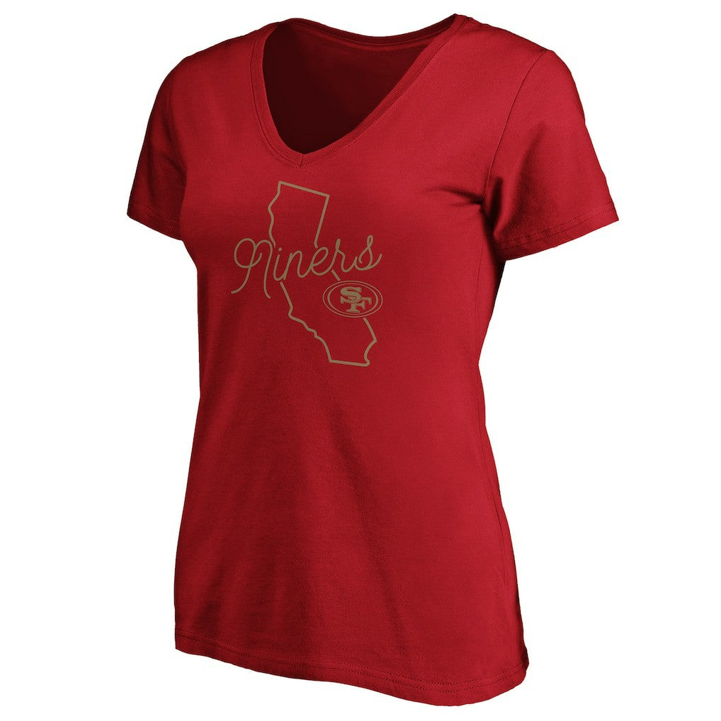 Fanatics San Francisco 49ers Women's Iconic Script State V-Neck T-Shirt Scarlet
