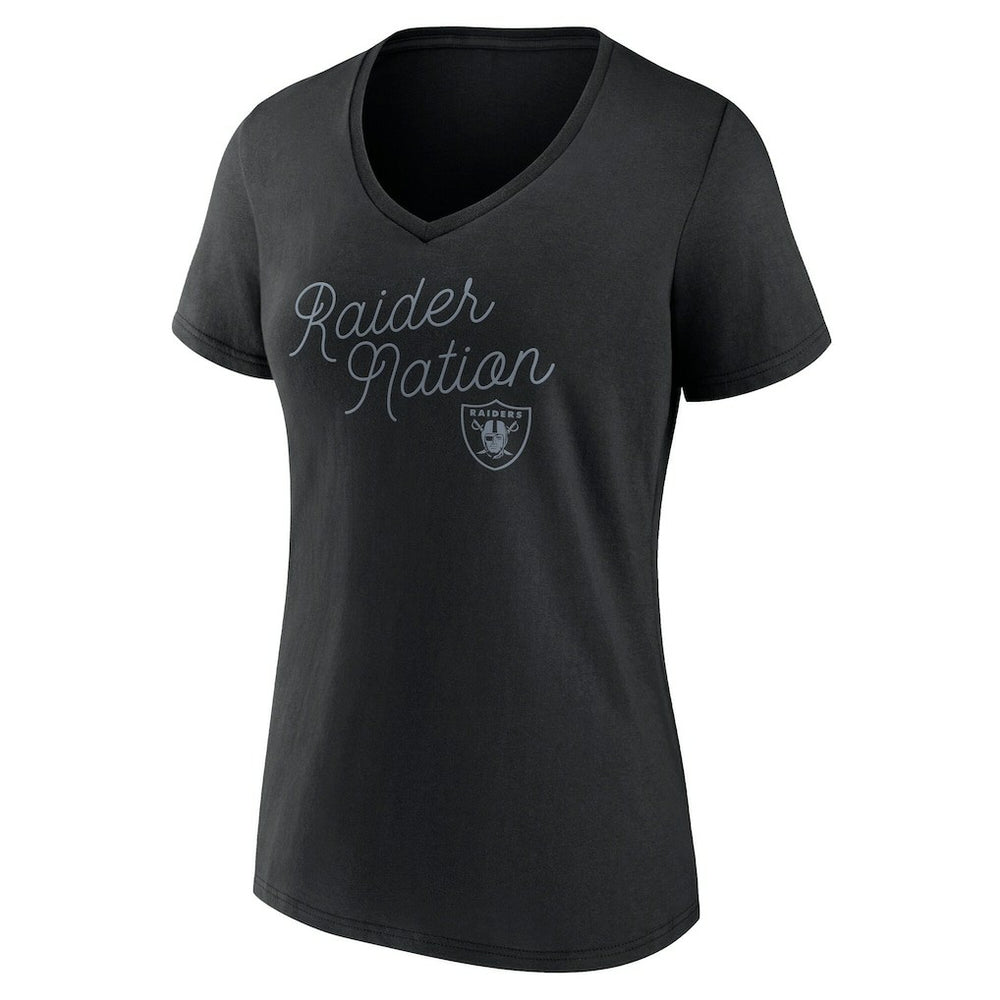 Fanatics Las Vegas Raiders Women's Iconic Script State V-Neck T-Shirt Black