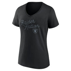 Fanatics Las Vegas Raiders Women's Iconic Script State V-Neck T-Shirt Black