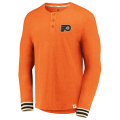Philadelphia Flyers Fanatics True Classics Henley Long Sleeve T-Shirt - Heathered Orange - NHL 3747618