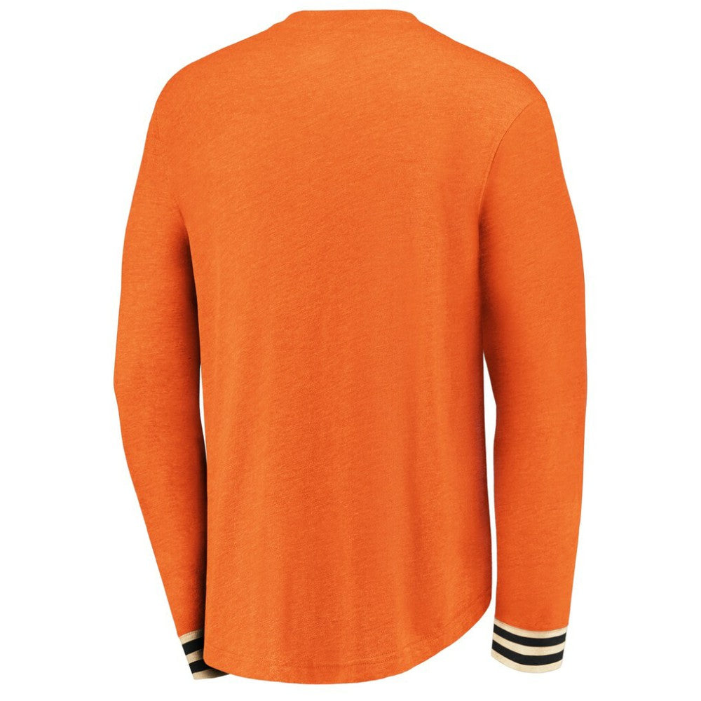 Philadelphia Flyers Fanatics True Classics Henley Long Sleeve T-Shirt - Heathered Orange - NHL 3747618