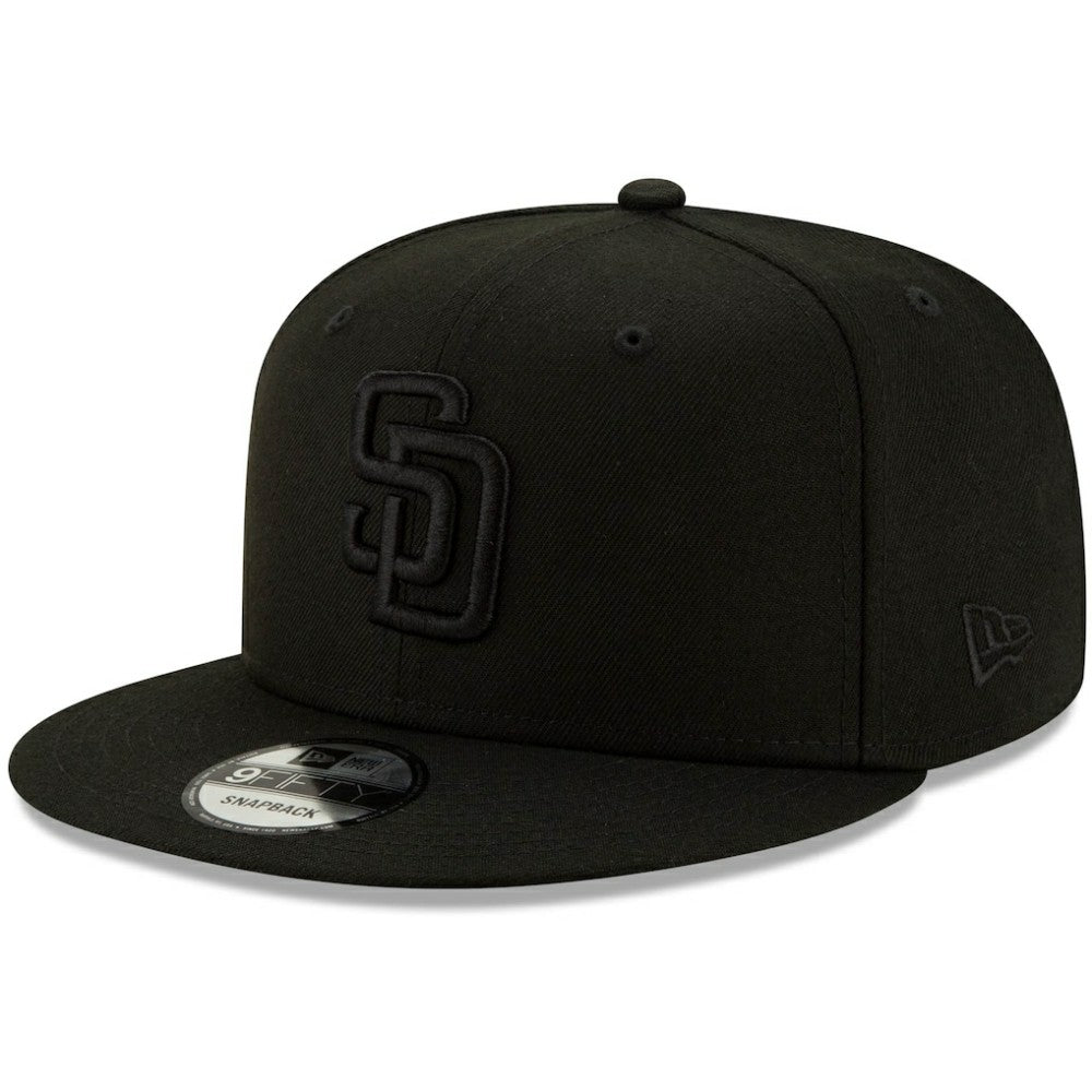 San Diego Padres New Era Black on Black 9FIFTY Snapback Adjustable Hat - Black - New Era Lifestyle