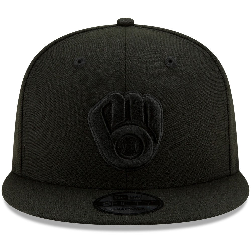 Milwaukee Brewers New Era Black on Black 9FIFTY Snapback Adjustable Hat - Black - New Era Online