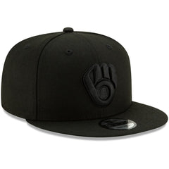 Milwaukee Brewers New Era Black on Black 9FIFTY Snapback Adjustable Hat - Black - New Era Online