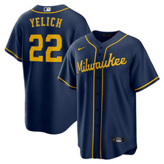 Christian Yelich Milwaukee Brewers Nike Alternate 2 Replica Jersey - Navy - Nike on Sale