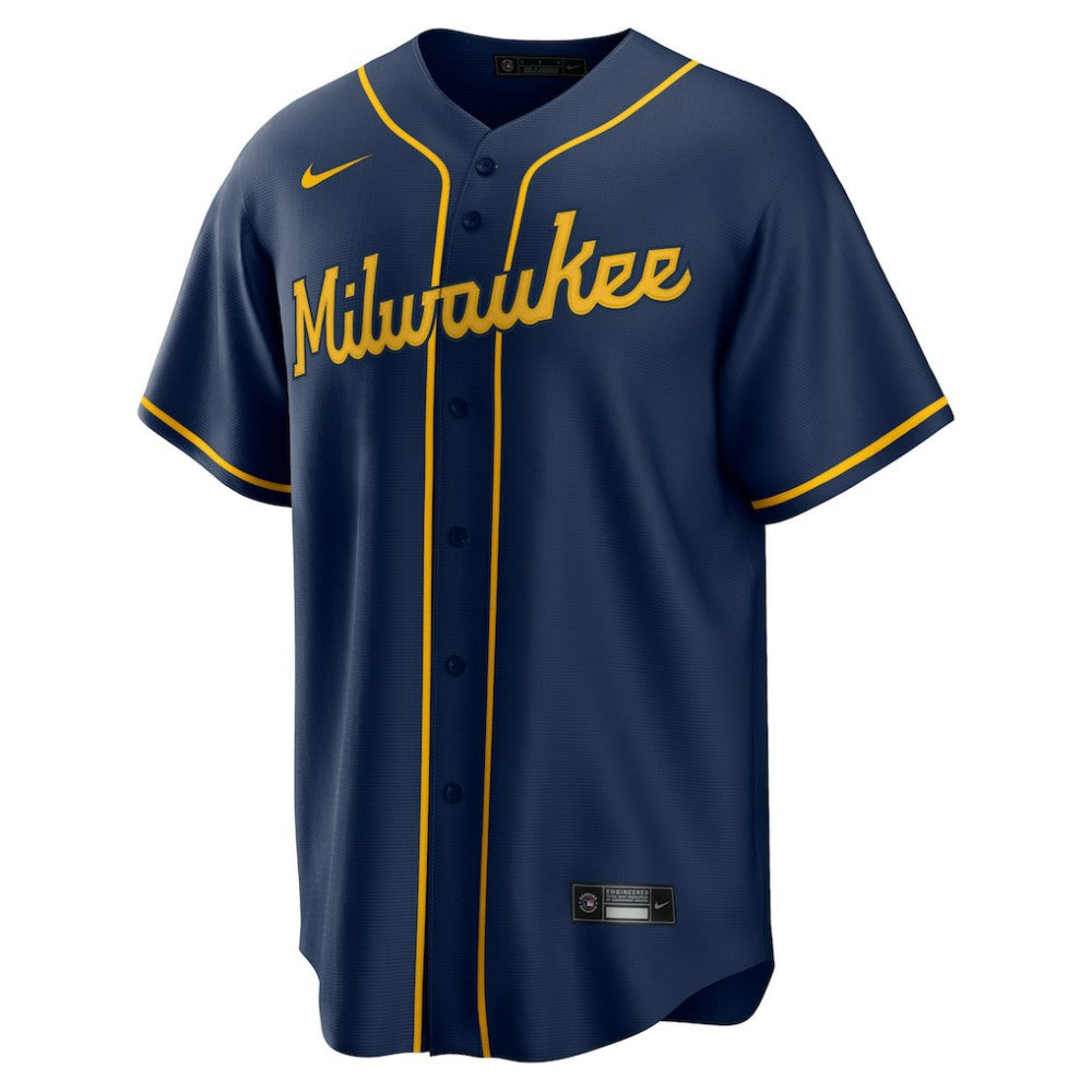 Christian Yelich Milwaukee Brewers Nike Alternate 2 Replica Jersey - Navy - Nike on Sale