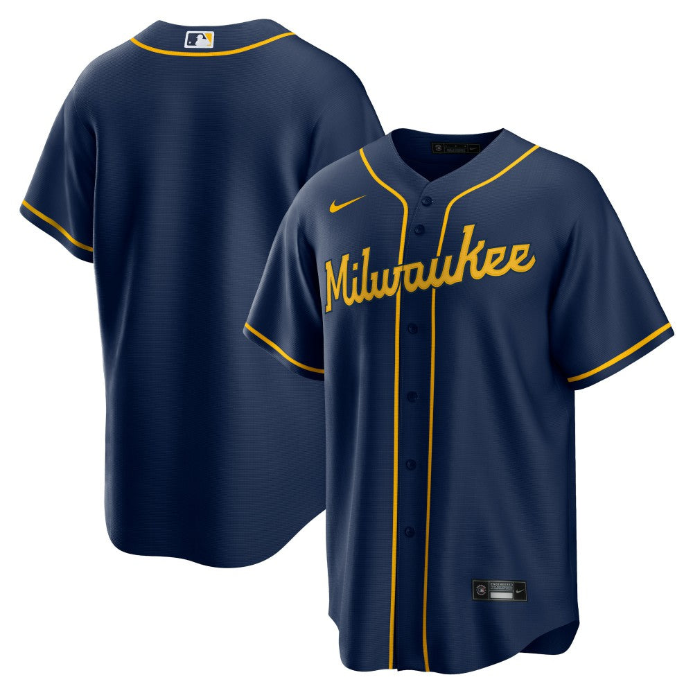 Milwaukee Brewers Nike Alternate Replica Team Jersey - Navy - Nike Online