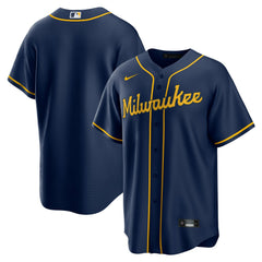Milwaukee Brewers Nike Alternate Replica Team Jersey - Navy - Nike Online