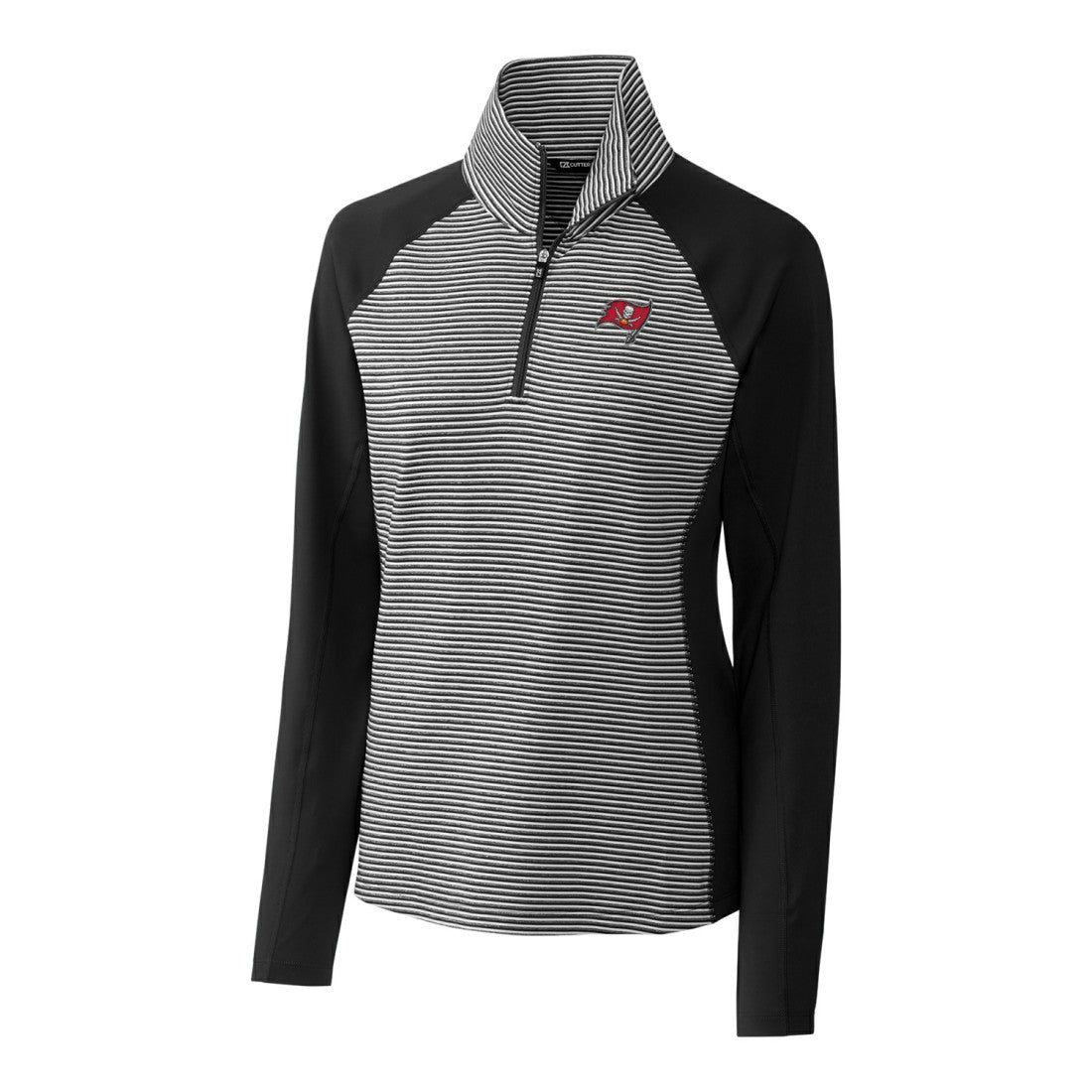 Tampa Bay Buccaneers Cutter & Buck Women's Forge Tonal Stripe Half-Zip Pullover Jacket Black