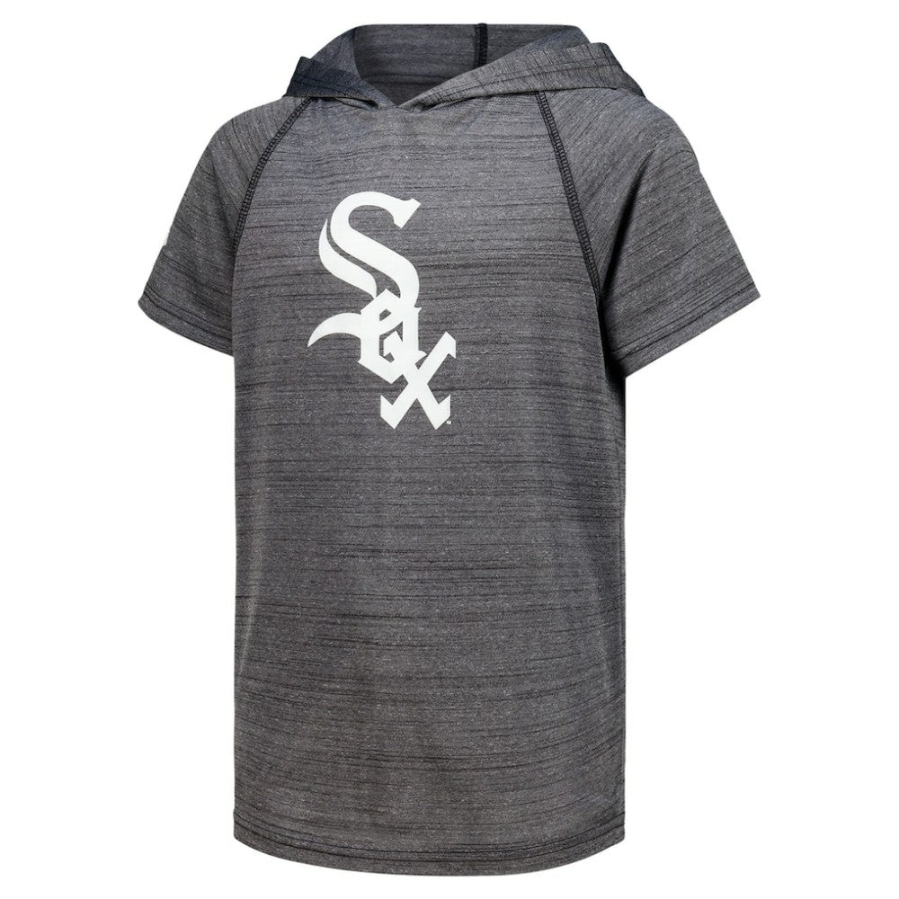 Chicago White Sox Stitches Youth Raglan Short Sleeve Pullover Hoodie - Heathered Black - MLB Discount
