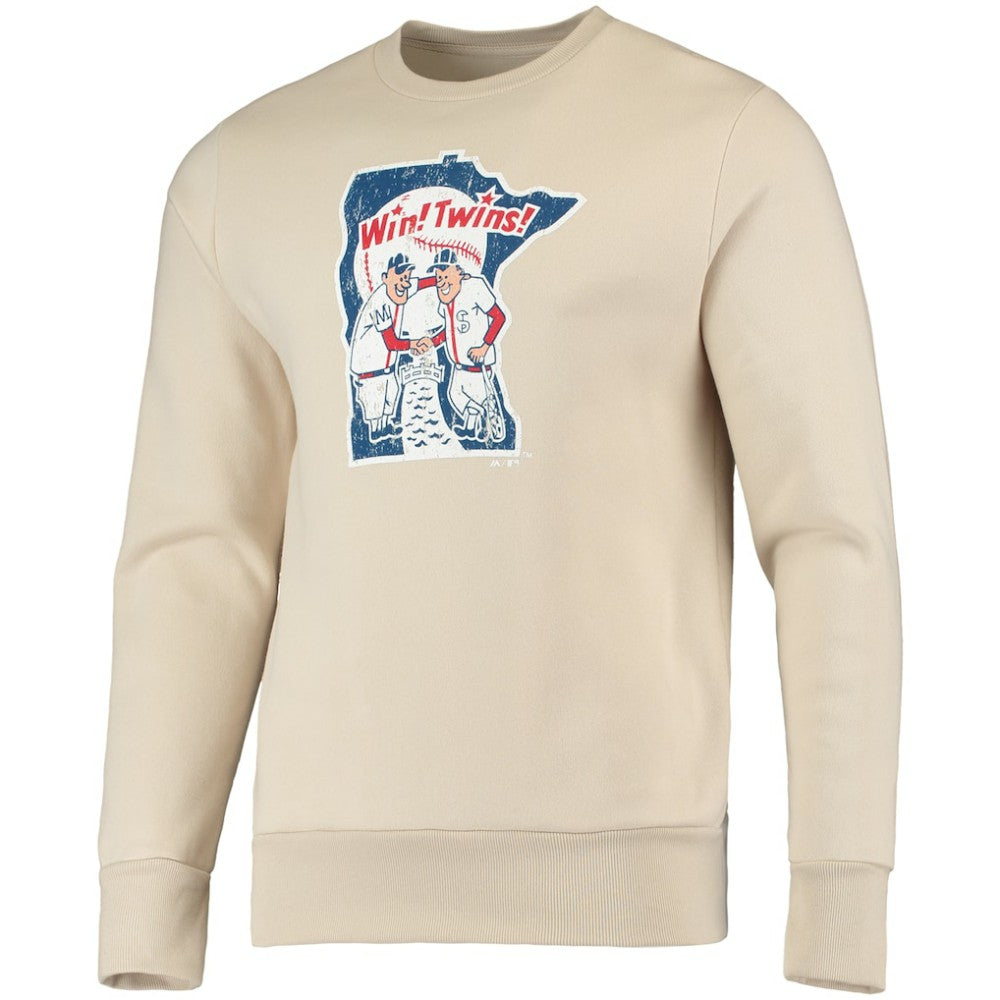 Minnesota Twins Majestic Threads Fleece Pullover Sweatshirt - Oatmeal - MLB Discount