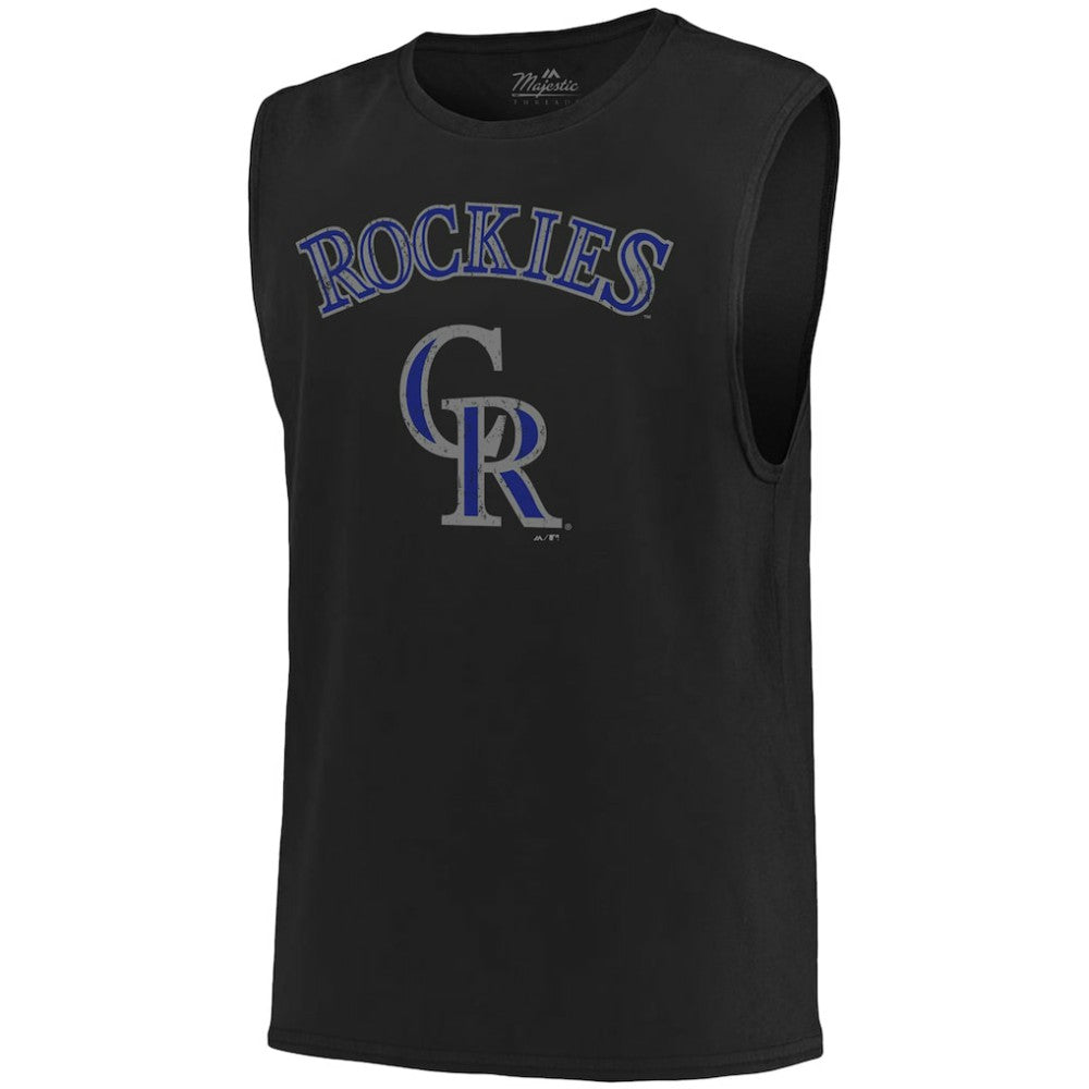 Colorado Rockies Majestic Threads Softhand Muscle Tank Top - Black - MLB Lifestyle