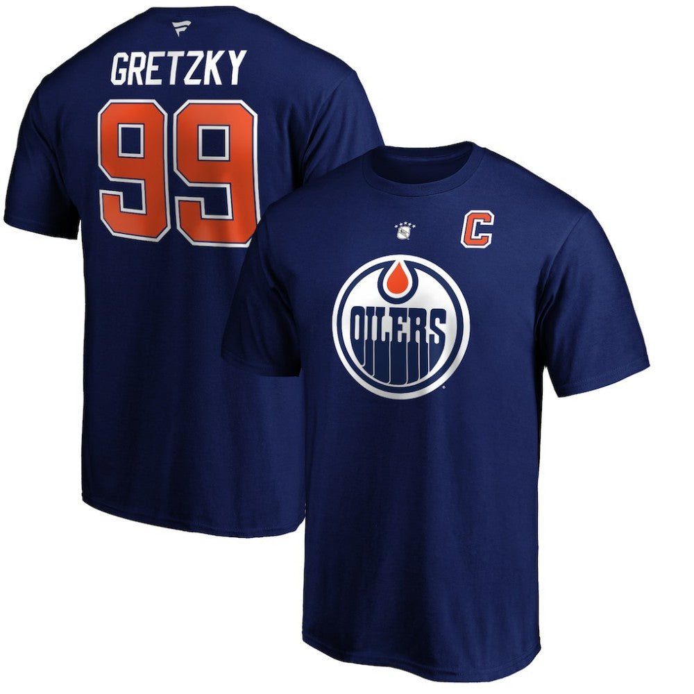 Wayne Gretzky Edmonton Oilers Fanatics Authentic Stack Retired Player Name & Number T-Shirt - Royal - NHL 3767968
