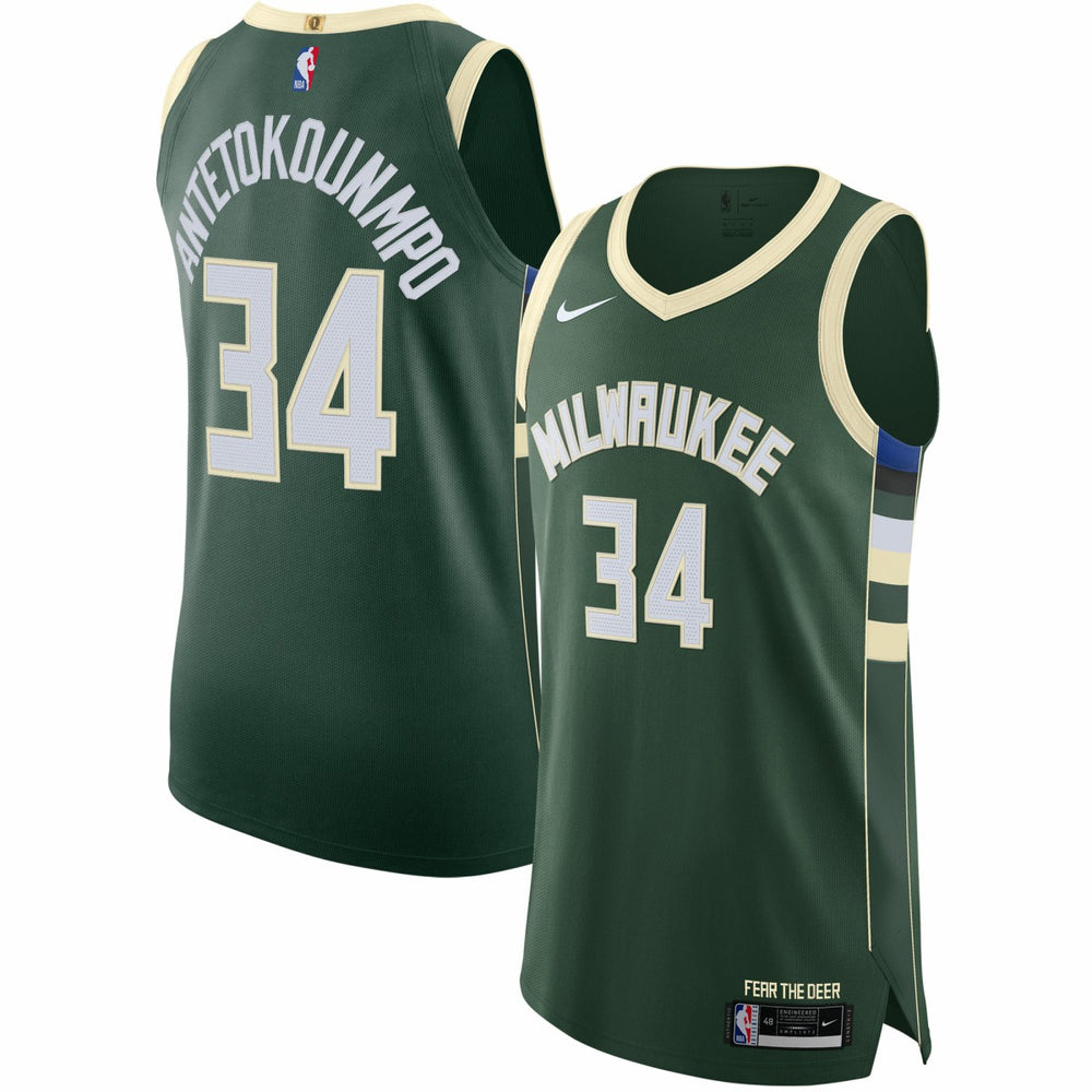 Giannis Antetokounmpo Milwaukee Bucks Authentic Jersey Icon Edition Hunter Green | Nike