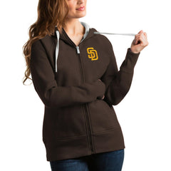 San Diego Padres Antigua Women's Victory Full-Zip Hoodie - Brown - MLB on Sale