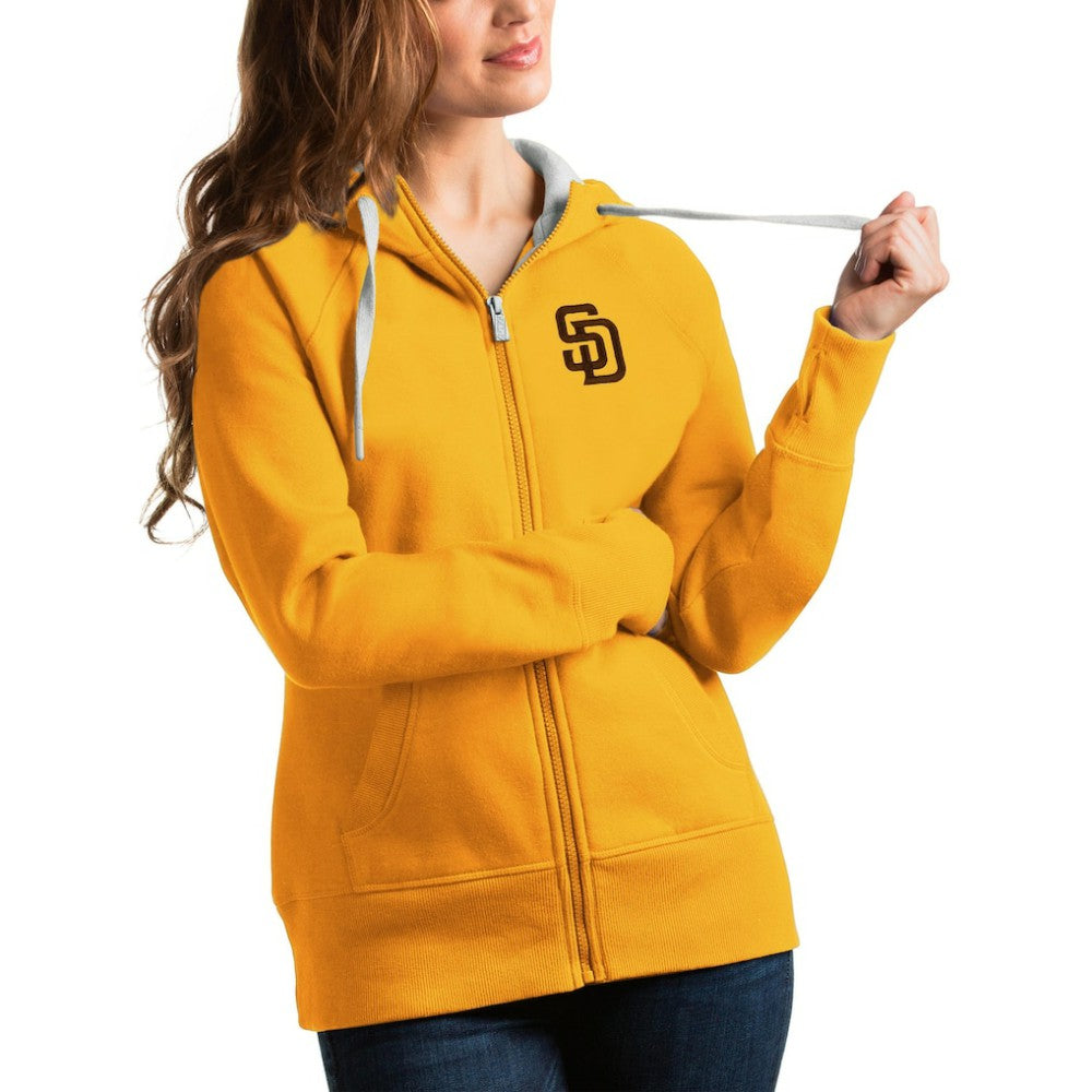 San Diego Padres Antigua Women's Victory Full-Zip Hoodie - Gold - MLB Online