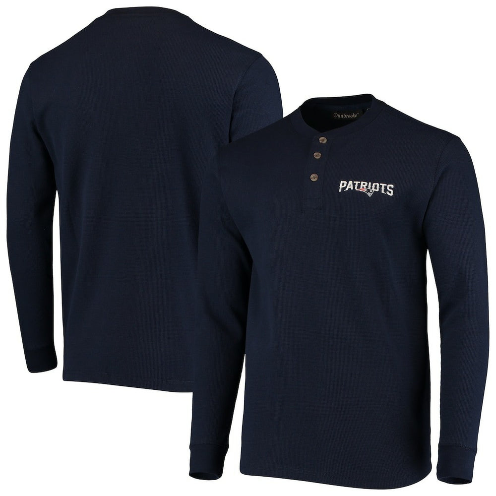 New England Patriots Dunbrooke Logo Maverick Thermal Henley Long Sleeve T-Shirt Navy