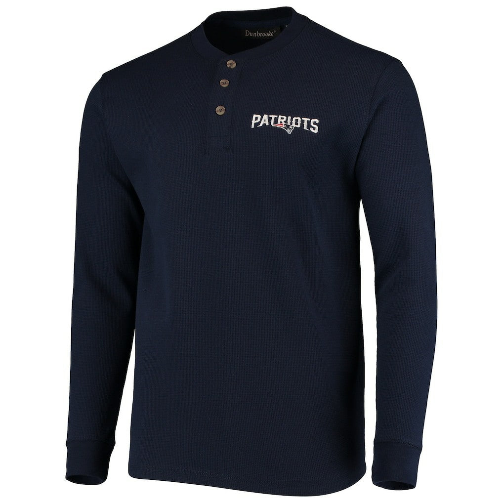 New England Patriots Dunbrooke Logo Maverick Thermal Henley Long Sleeve T-Shirt Navy
