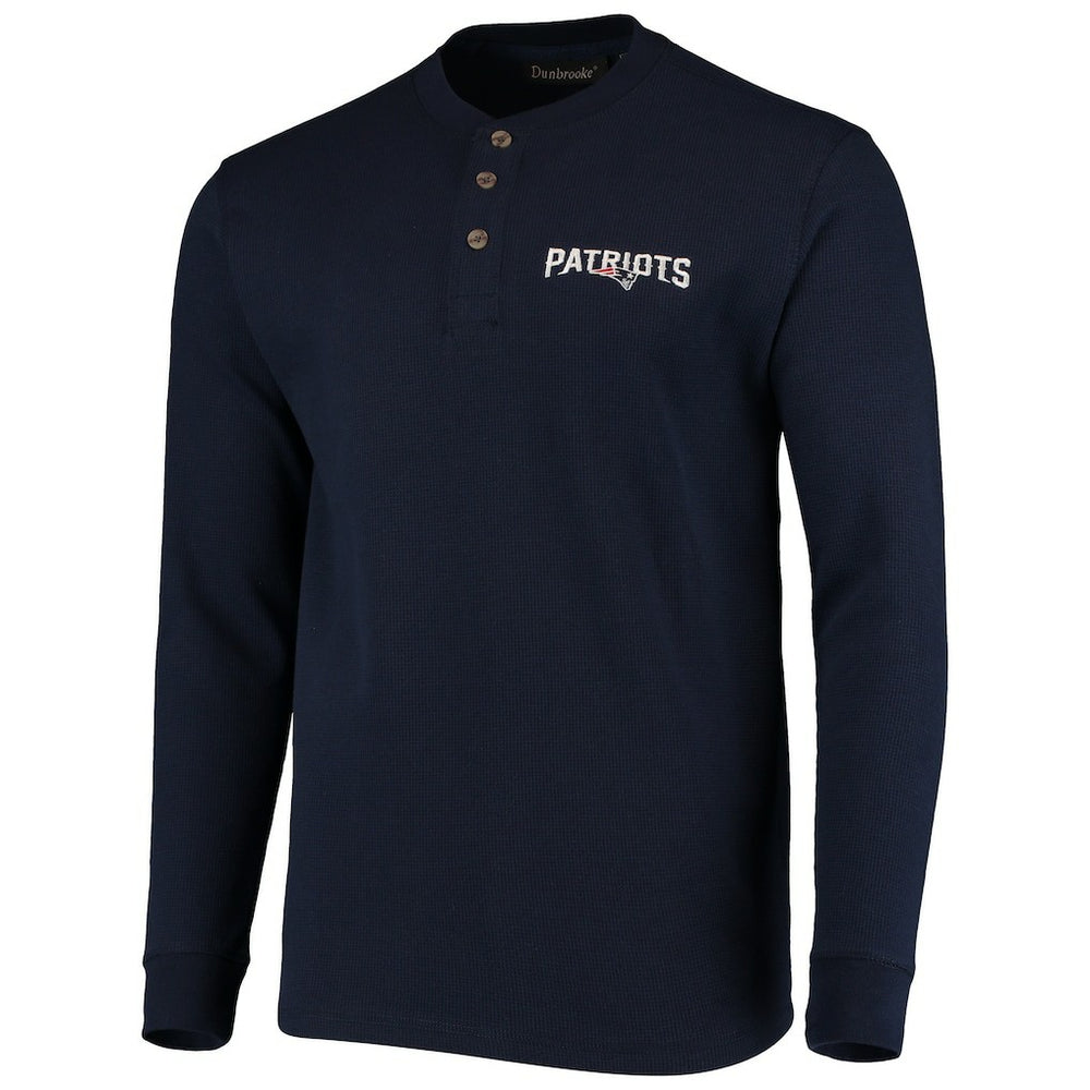 New England Patriots Dunbrooke Logo Maverick Thermal Henley Long Sleeve T-Shirt Navy