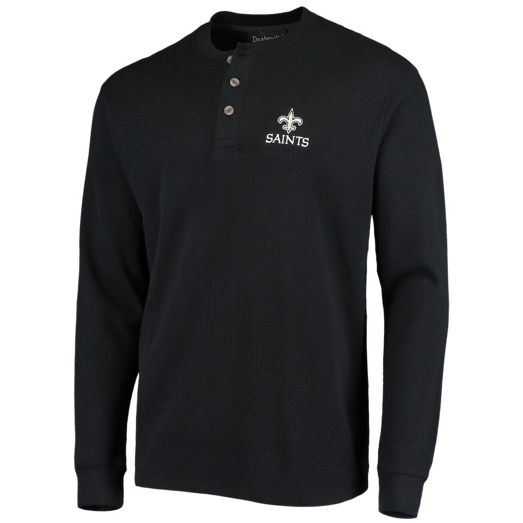 New Orleans Saints Dunbrooke Logo Maverick Thermal Henley Long Sleeve T-Shirt Black