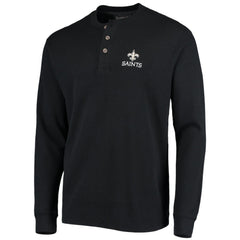 New Orleans Saints Dunbrooke Logo Maverick Thermal Henley Long Sleeve T-Shirt Black