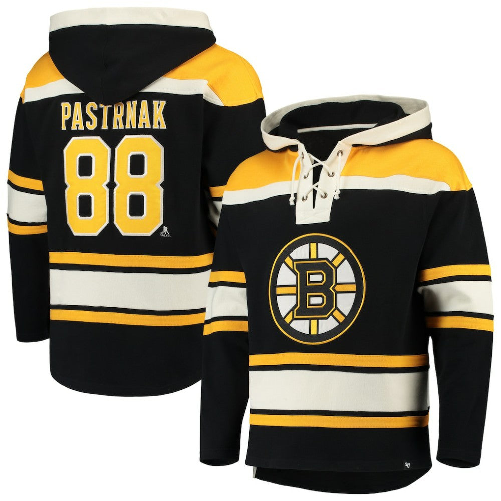 David Pastrnak Boston Bruins '47 Player Lacer Pullover Hoodie - Black - NHL 3781521