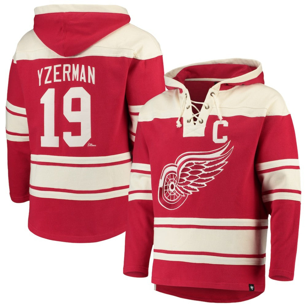 Steve Yzerman Detroit Red Wings '47 Player Lacer Pullover Hoodie - Red - NHL 3781526