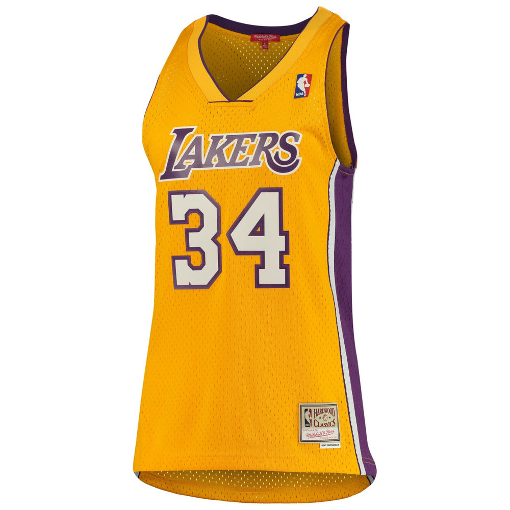 Shaquille O'Neal Los Angeles Lakers Women's 1999/00 Hardwood Classics Swingman Jersey Gold | Mitchell & Ness Lifestyle