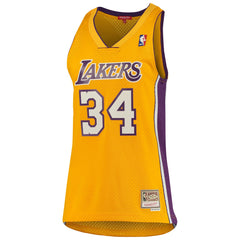 Shaquille O'Neal Los Angeles Lakers Women's 1999/00 Hardwood Classics Swingman Jersey Gold | Mitchell & Ness Lifestyle
