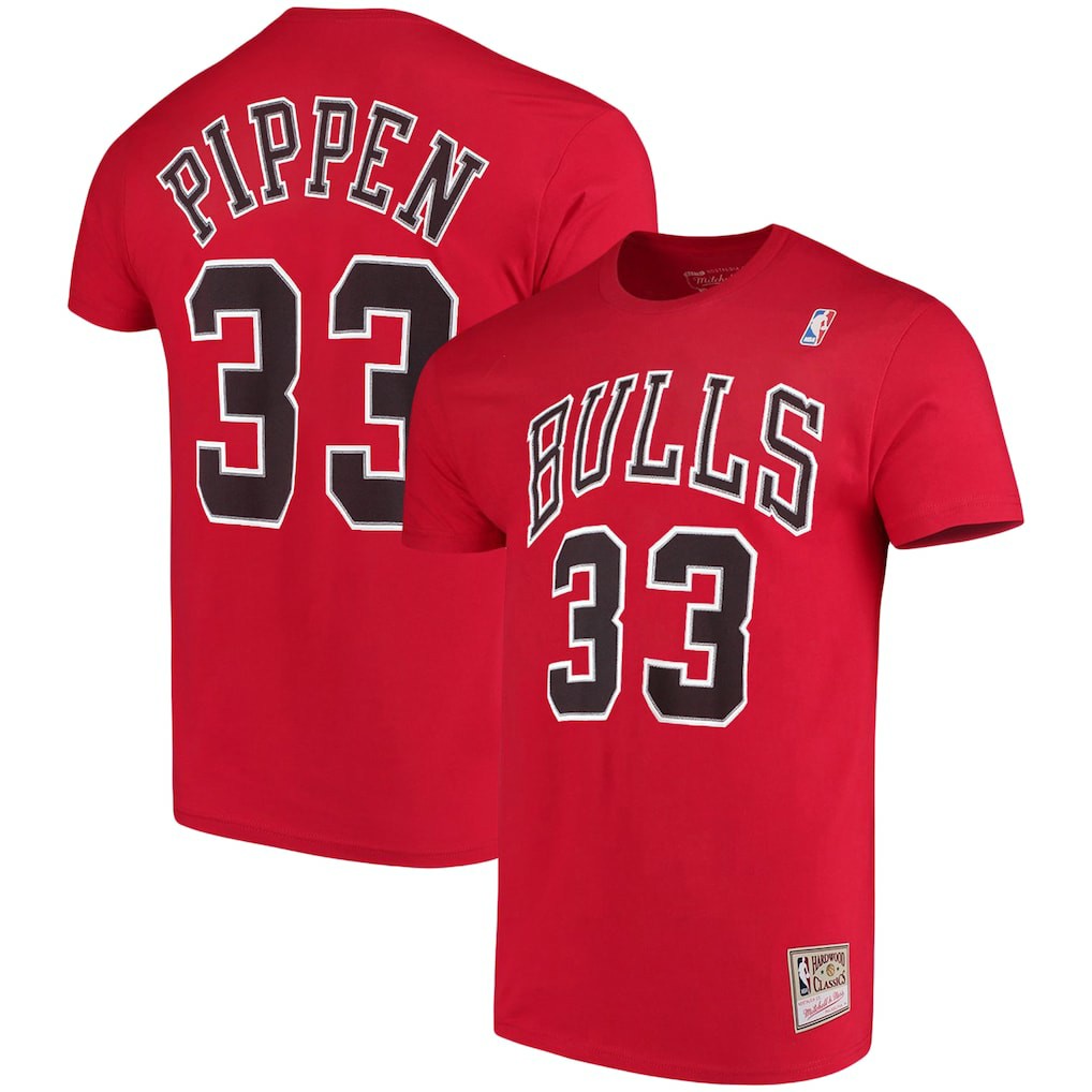 Scottie Pippen Chicago Bulls Hardwood Classics Name & Number Player T-Shirt for sale Red | Mitchell & Ness for sale